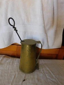 Antique Brass Copper Fire Starter Smudge Pot Cape Cod Wand Handle Vintage - Picture 1 of 8