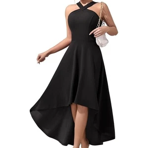 New DRESSTELLS Womens Sz Large Cocktail Formal Dress Wedding Halter High Low - Picture 1 of 18