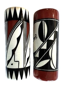 Navajo Native American 6" Hand Painted Salt & Pepper Shakers Vintage 1989 Signed - Picture 1 of 7