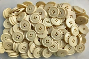 25mm 40L Warm Cream Soft Cream 4 Hole Polished Jacket Button Buttons (Y200) - Picture 1 of 1