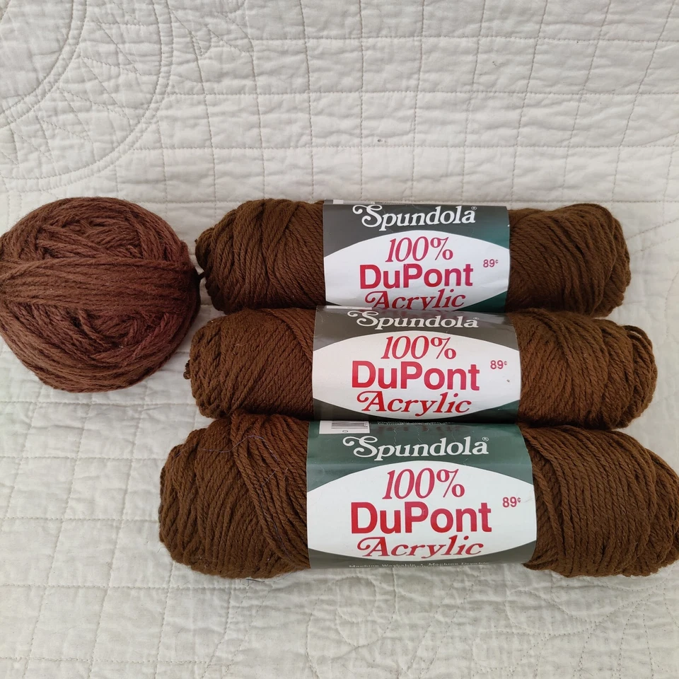 3 New Spundola DuPont Walnut Brown 605 Medium Weight #4 Yarn 85g 3oz Skeins - Image 1 of 4