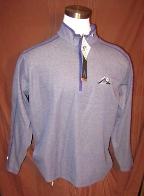 Colorado Rockies Mens 1/4-Zip Shirt, Purple Striped, Polyester, Antigua, XL, New - Image 1 of 4