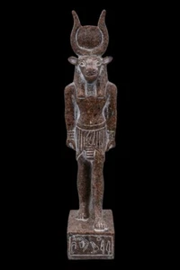 EINZIGARTIGE ALTÄGYPTISCHE ANTIKE Statue groß der Göttin Hathor mit Kopf Kuh - Bild 1 von 3