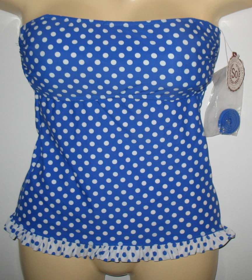 SO - NUEVO - JR. M - AZUL / BLANCO LUNARES TANKINI TRAJE DE BAÑO / TRAJE DE BAÑO TOP   Foto 1 de 3