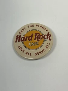 Hard Rock Cafe Button Pin Save The Planet Love All Serve All Collectible Vintage - Picture 1 of 2