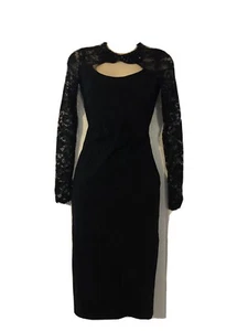 Tempest - Dolly Black Pencil Dress With Lace Sleeves. Size UK 10 - Picture 1 of 7