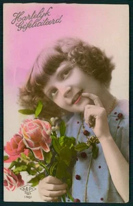 Art Deco 1920s original vintage photo postcard romance child flapper curly hair - Picture 1 of 2