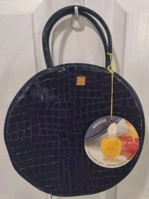 Bolso de viaje redondo vintage Givenchy Amarige azul cocodrilo charol en relieve Foto 1 de 4