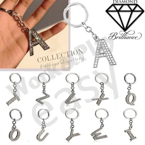 Portachiavi lettera charm cristalli brillanti nome iniziali ciondolo strass - Foto 1 di 4