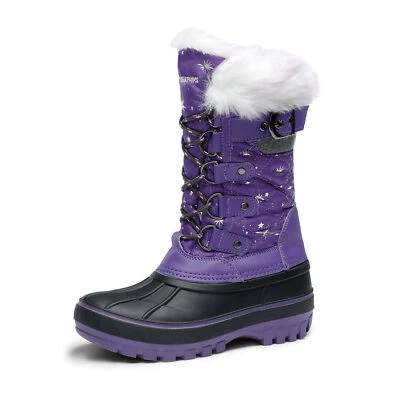 Niños Niños Niñas Botas de Nieve Invierno Piel Cálidas Cremallera Impermeable Botas de Esquí Foto 1 de 4