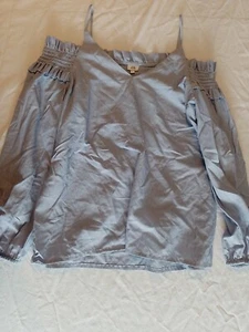 Ladies Top River Island Size 10 Off The Shoulder Blue 19403 - Picture 1 of 12