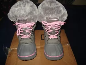 London Fog Collection Niños Gris Rosa Invierno Botas de Nieve Talla 11 - Imagen 1 de 10