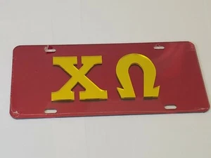 CHI OMEGA Reflective RED License Plate - Picture 1 of 2