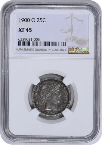 1900-O Barber Silver Quarter EF45 NGC Cover