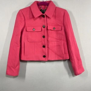 J. Crew Lady Jacke in italienischem Stadion-Tuch Wollmischung Damen 0 rosa Barbie Crop - Bild 1 von 9