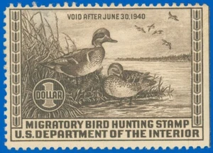 SCOTT #RW6 MINT-LH, MIGRATORY DUCK HUNTING STAMP, Lrg Thin Top Left, SCV $115 SK - Picture 1 of 2