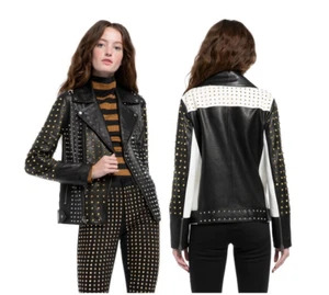 Alice + Olivia Ollie Leather Studded Jacket, Size S, Retail $1995.00 - Picture 1 of 11