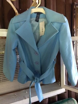 Chaqueta para mujer Catherine Stewart azul claro con cinturón talla mediana nueva con etiquetas Foto 1 de 3