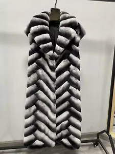 Women Real Rex Rabbit Fur Vest Natural Chinchilla Color jacket Winter Waistcoat - Picture 1 of 5