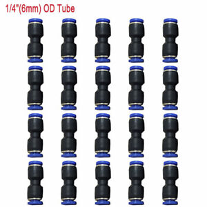 QUICK Pneumatic Straight Union Push 20X 1/4"(6mm) OD Tube To Connect Air Fitting