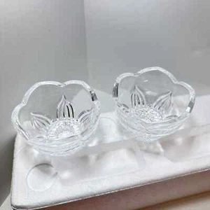 Set of 2 Cristal d'Arques France Genuine 24% Lead Crystal Glass Candle Holder EC - Picture 1 of 7