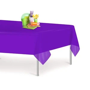 Purple 12 Pack Premium Disposable Plastic Tablecloth 54 Inch. x 108 Inch. Rec... - Picture 1 of 4