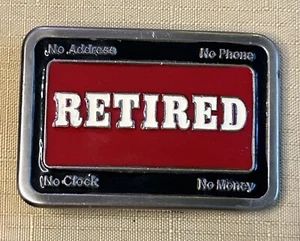 Vintage Retired No Address, Phone, Clock or Money Belt Buckle Enameled Metal USA - Picture 1 of 5
