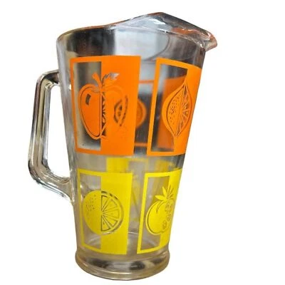 Jarra de vidrio vintage diseño cítricos naranja limón jarra de jugo retro MCM 70s Foto 1 de 4