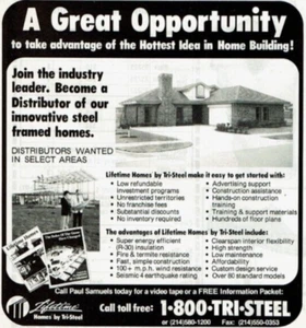 1990 Vintage Print Ad Lifetime Homes by Tri-Steel A Great Opportunity Building - Picture 1 of 2