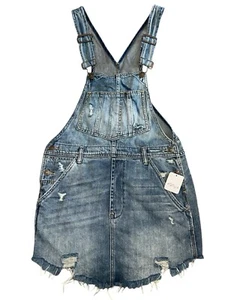 Free People We The Free Women’s Baxter Denim Overall Jumper Grunge Blue XS NWT - Picture 1 of 7