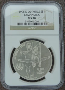1995-D Gymnastics Olympics Silver Dollar NGC MS 70 US Mint $1 Commemorative - Picture 1 of 4