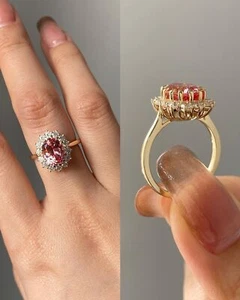 Anello regalo anniversario, anello in argento massiccio, anello migliore forma rotonda spinale rubino. - Foto 1 di 4