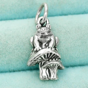 Mushroom Pendant Frog Charm In 925 Sterling Silver Nature Lover Birthday Gift - Picture 1 of 7
