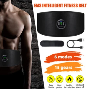 Rechargeable EMS Abdominal Muscle Toning Belt Trainer ABS Stimulator Toner Belt - Picture 1 of 14