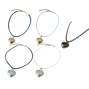 Korean Adjustable Necklace Heart Pendant Necklaces Aesthetic Simple Choker Gift - Picture 1 of 9