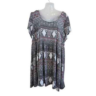 Torrid геометрический короткий рукав Flowy Shift платье крестом назад мульти размер 3XL - Изображение 1 из 4