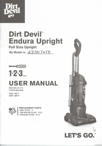 Dirt Devil Endura Upright Vacuum User Manual UD70174VB - Picture 1 of 1