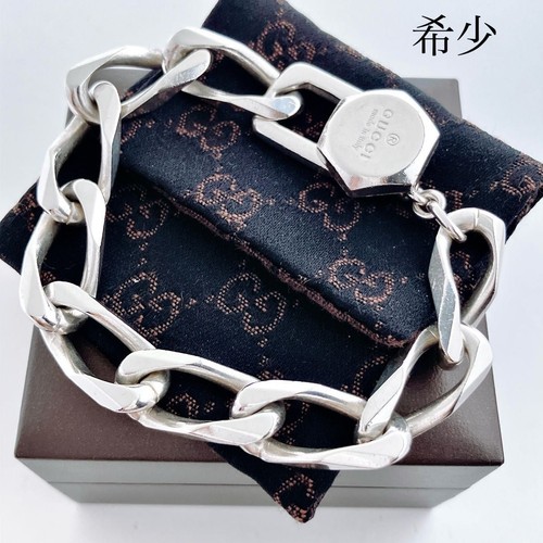 Orecchini merce rara GUCCI 925 Figaro bracciale argento Y597 accessori vintage me