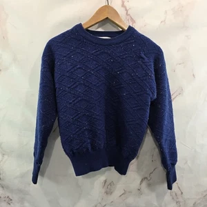 Vintage Wollpullover Damen klein blau marine Windbreaker gefüttert Titleist Rundhals - Bild 1 von 10