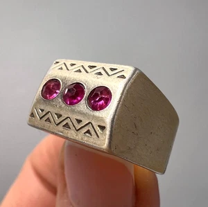 Huge Vintage USSR Gilt Silver 875 Ring Signed Size 7/ 6g Men's Women's Jewelry - Picture 1 of 10