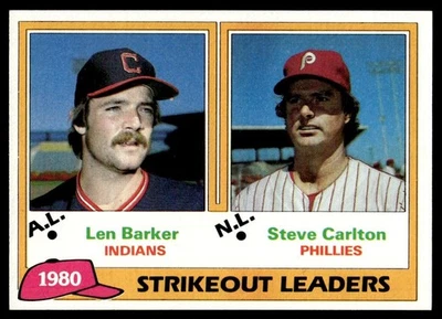 1981 Topps VTG Gray Back 1980 Strikeout Leaders - Len Barker/Steve Carlton - Image 1 of 2