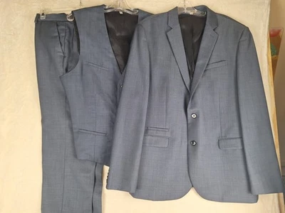 Express Photographer 3 piezas Pantalón Traje Para Hombres 44R Azul Ajustado Lana Chaleco Blazer 34x30 Foto 1 de 4