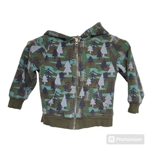 Hanna Andersson jacket boys size 4 green faux shearling lined zip up forest... - Picture 1 of 11