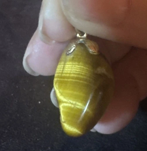 Tiger eye Gemstone Pendant 1” X.75” - Image 1 of 4