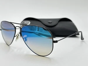 Ray Ban RB3025 002/4O 58mm AVIATOR Black; BLUE GRADIENT MIRROR AUTHENTIC ITALY - Bild 1 von 13