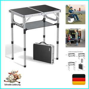 Campingtisch Klapptisch 60x40cm Aluminium Rahmen mit 3 Höhen Verstellbar 26/4... - Bild 1 von 11