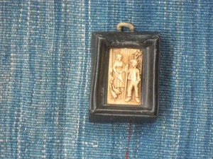 Wandbild Wachs "Abschied von Zuhause": Relief Mutter und Sohn, Gänse Wanderstab - Bild 1 von 6