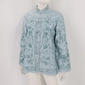 Kami's Ethnic Place Hand Embroidery Mandarin Collar Top Jacket Silk Women's M - Picture 1 of 9