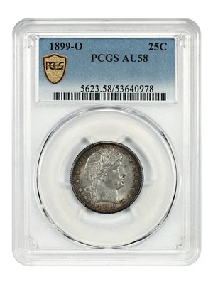 1899-O 25C PCGS AU58 - Cuarto de barbero - Mejor fecha Foto 1 de 4