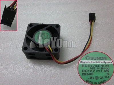 For SUNON KDE1204PKVX Cooling Fan DC 12V 1.6W 40x40x20mm 3wire 3pin - Image 1 of 2